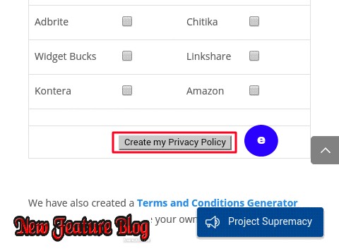 create my privacy policy par click kare