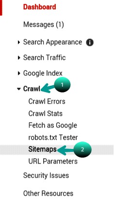 click first on crawl and then sitemaps