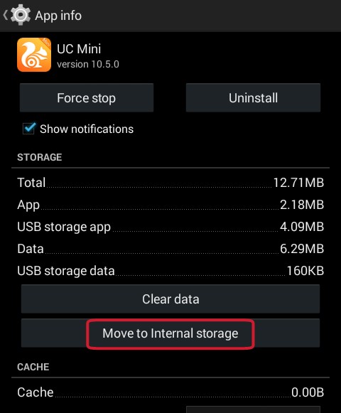 click on move to internal storage or move to SD card 