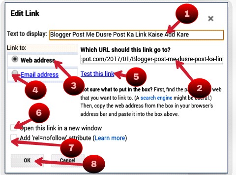 add blogger post link and click ok