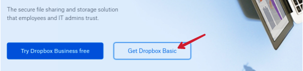 click on get dropbox basic