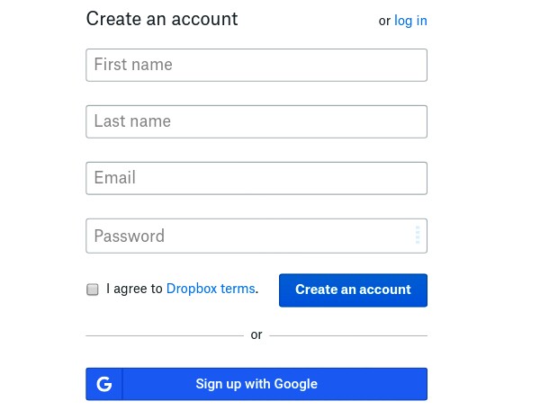 fill your dropbox account details