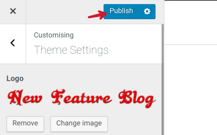 Click on publish button to add logo in wp