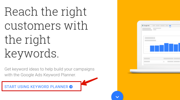 click on start using keyword planner