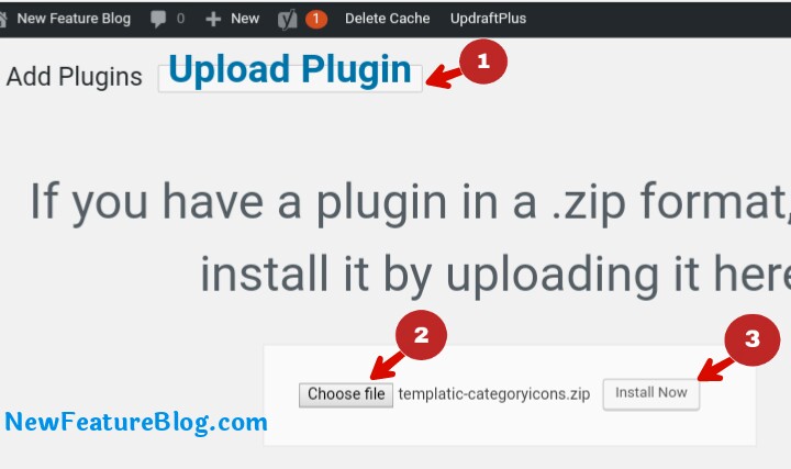 upload wordpress plugin and install