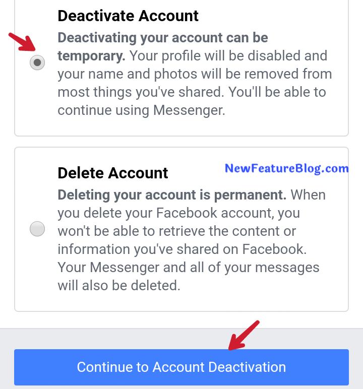 facebook account deactivate kare