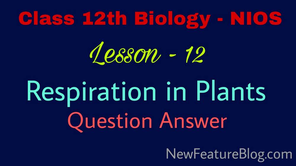 Respiration in Plants : 12th Class Biology Question Answer Lesson 12 - NIOS