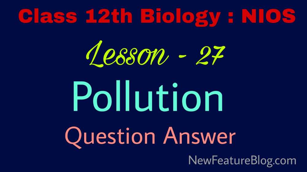 Pollution : 12th Class Biology Question Answer Lesson 27 - NIOS