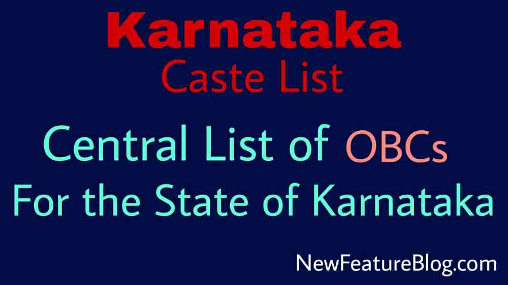 Central List of OBCs in Karnataka